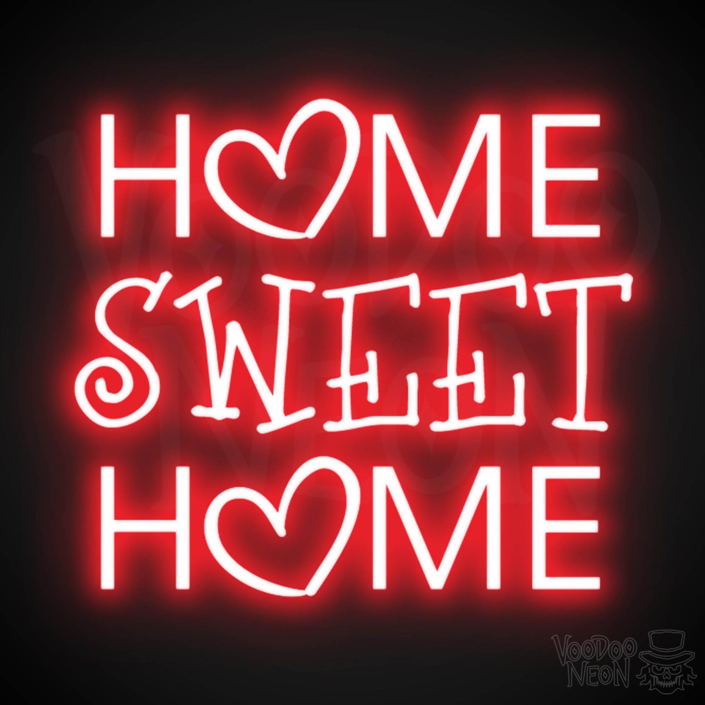 Home Sweet Home Neon Sign - Neon Home Sweet Home Sign - Wall Art - Color Red