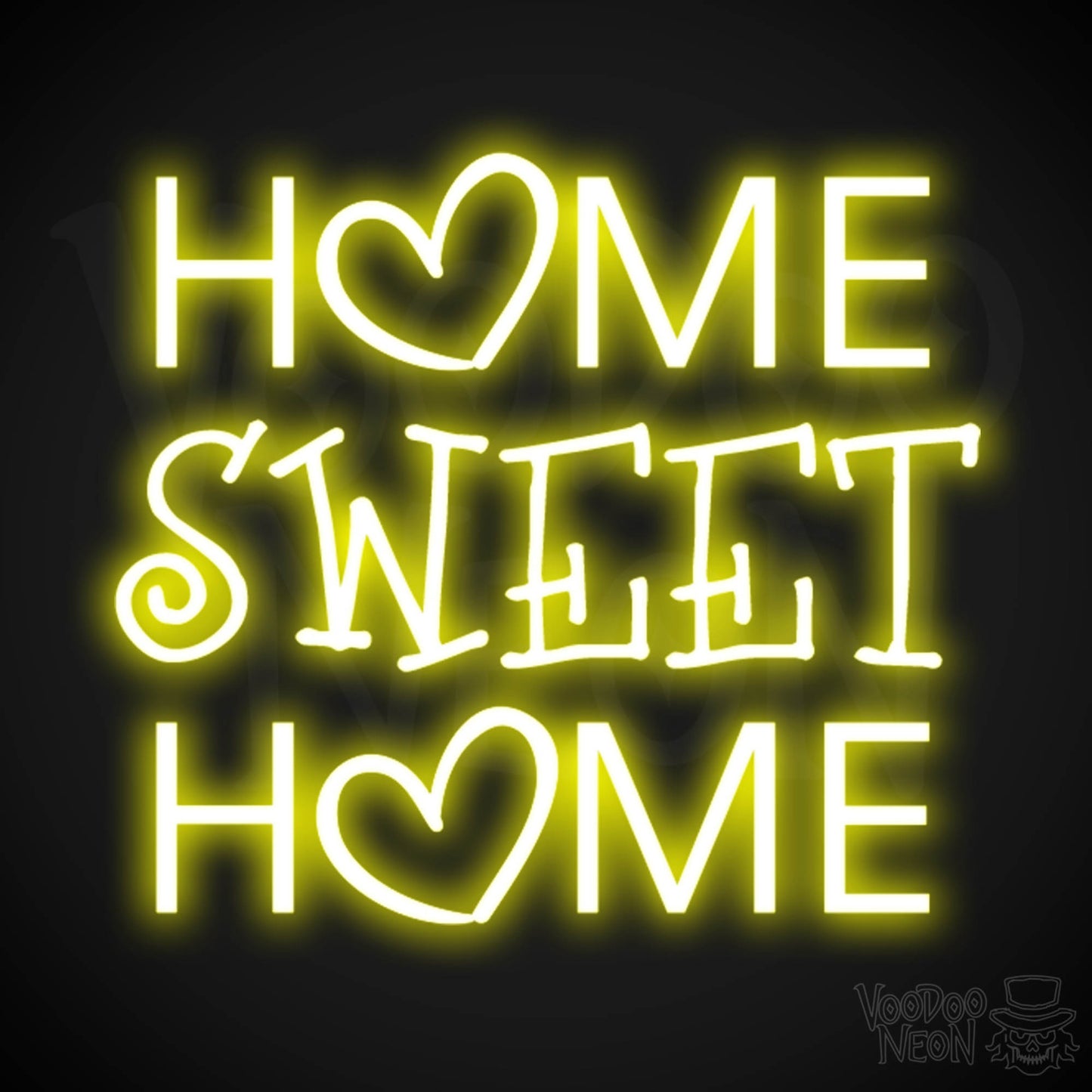 Home Sweet Home Neon Sign - Neon Home Sweet Home Sign - Wall Art - Color Yellow
