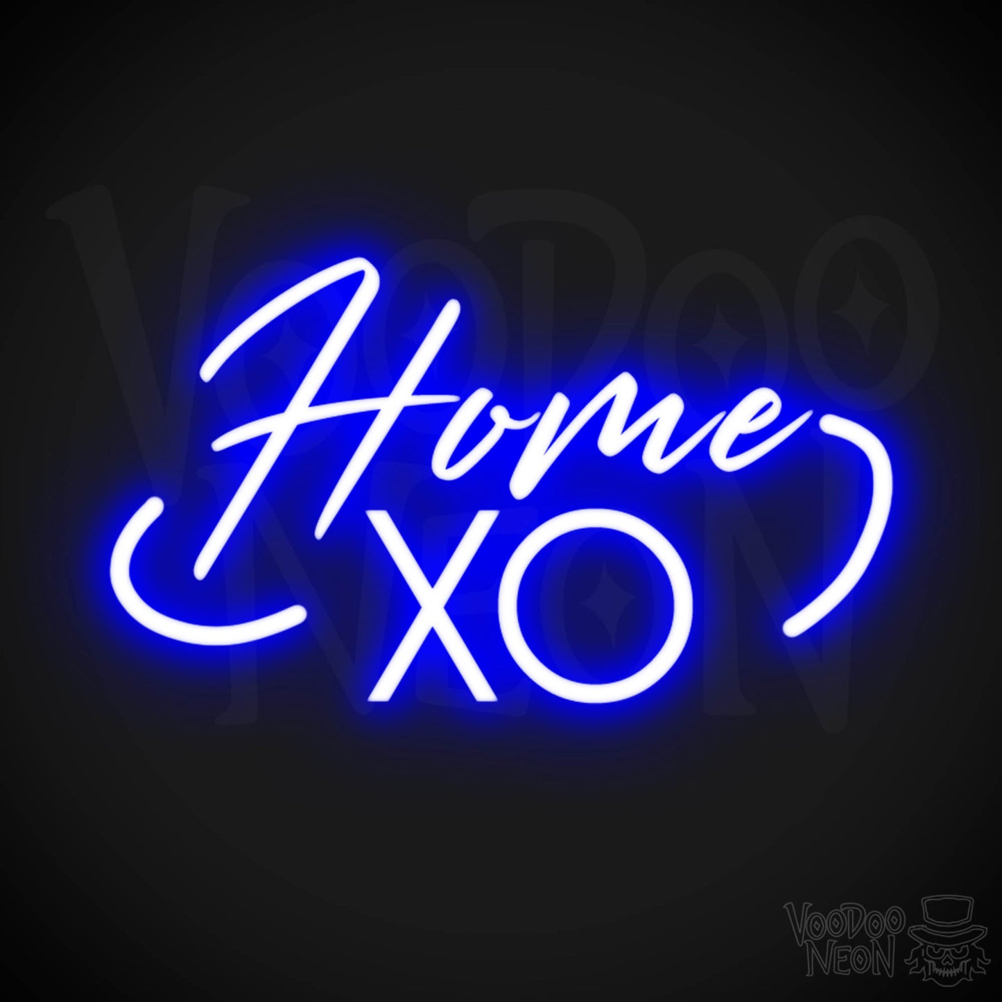 Home XO Neon Sign - Neon Home XO Sign - Wall Art - Color Dark Blue
