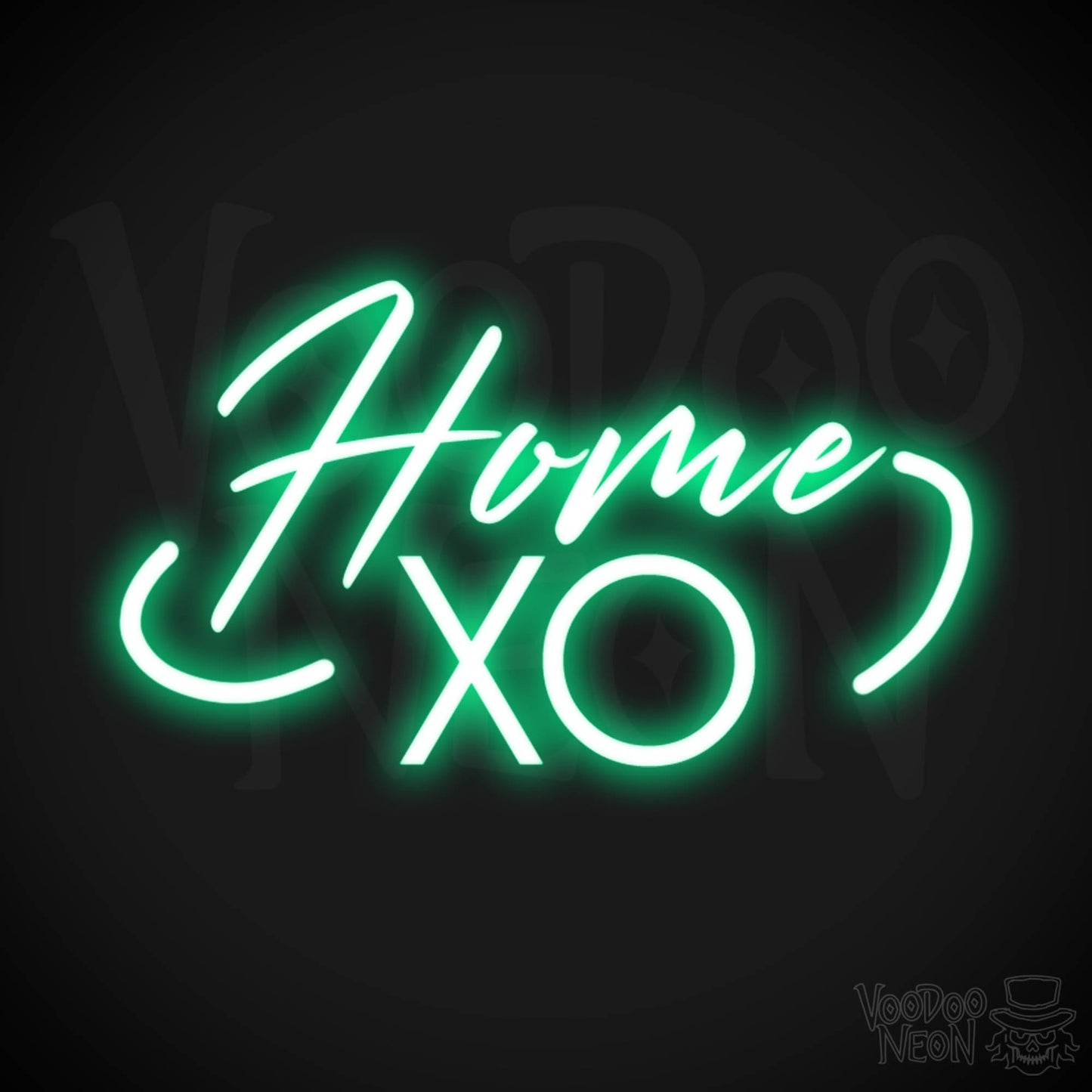 Home XO Neon Sign - Neon Home XO Sign - Wall Art - Color Green