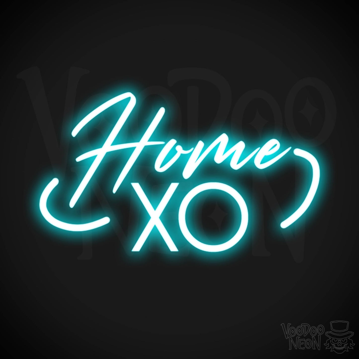 Home XO Neon Sign - Neon Home XO Sign - Wall Art - Color Ice Blue