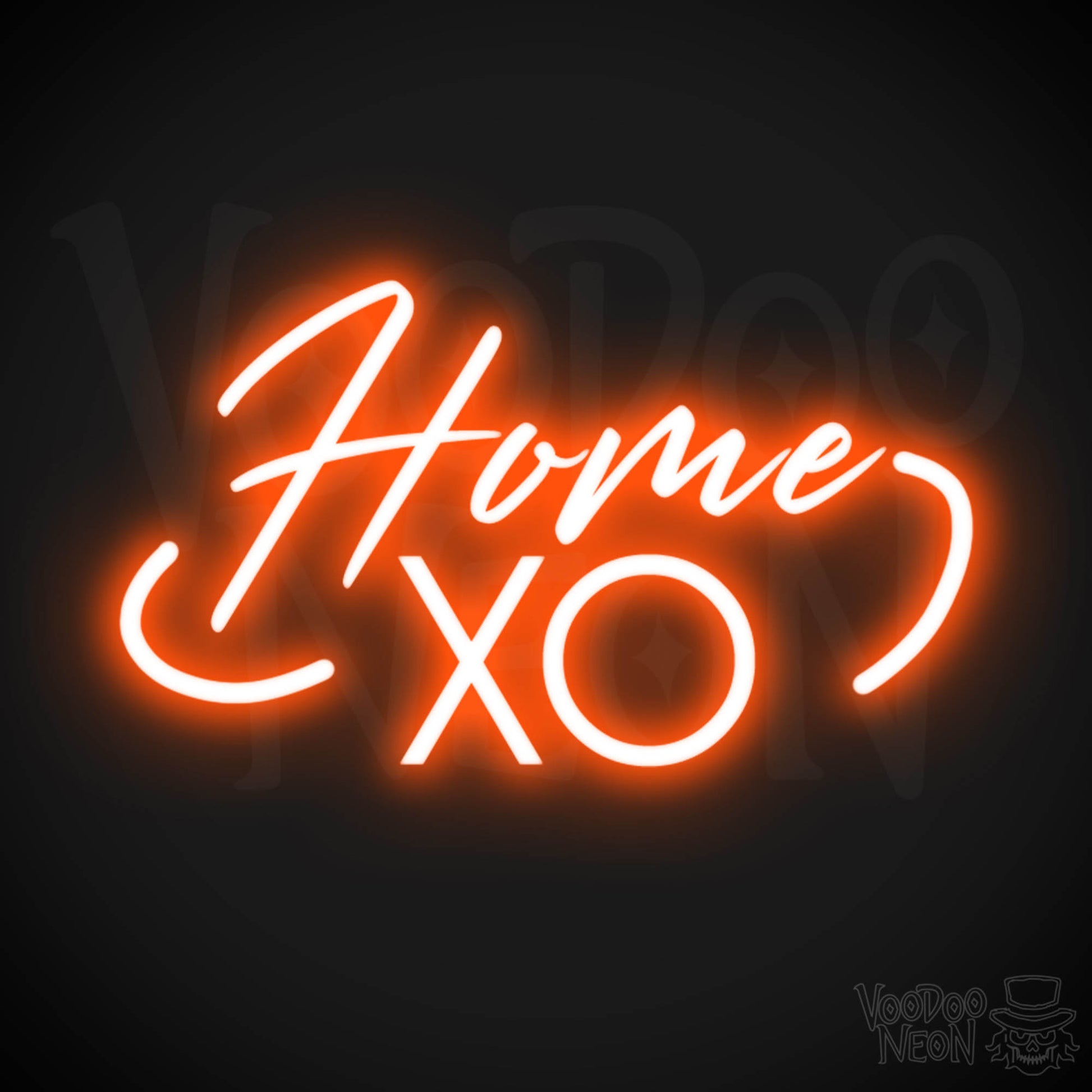 Home XO Neon Sign - Neon Home XO Sign - Wall Art - Color Orange