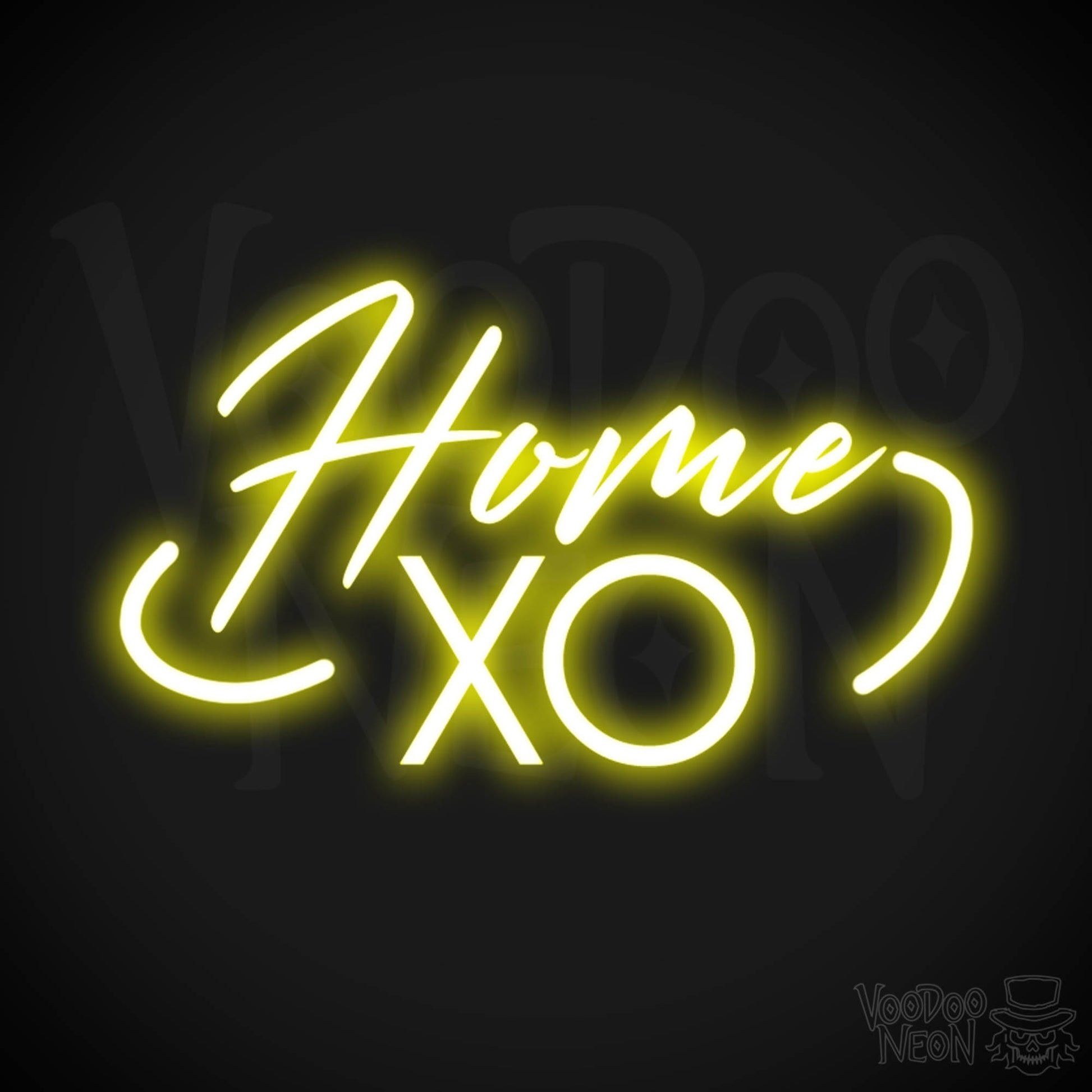 Home XO Neon Sign - Neon Home XO Sign - Wall Art - Color Yellow