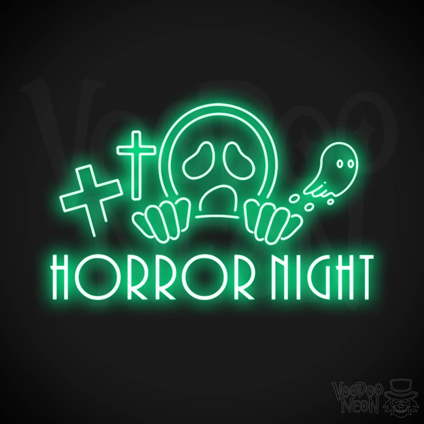 Horror Night Neon Sign - Neon Horror Night Sign - LED Wall Art - Color Green