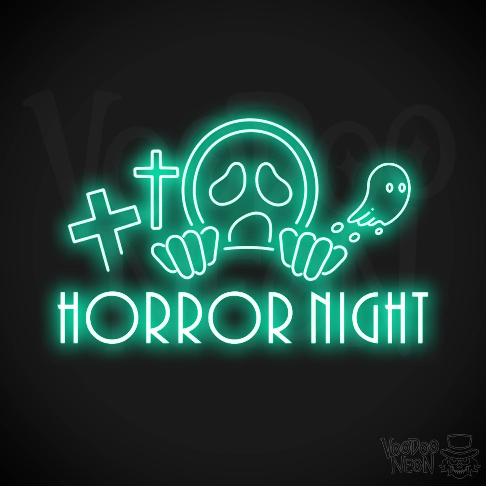Horror Night Neon Sign - Neon Horror Night Sign - LED Wall Art - Color Light Green
