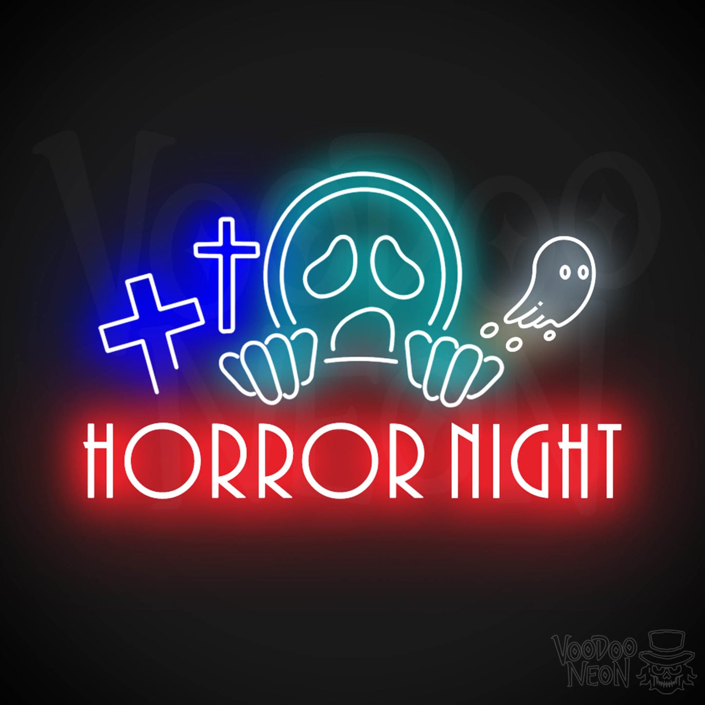 Horror Night Neon Sign - Neon Horror Night Sign - LED Wall Art - Color Multi-Color