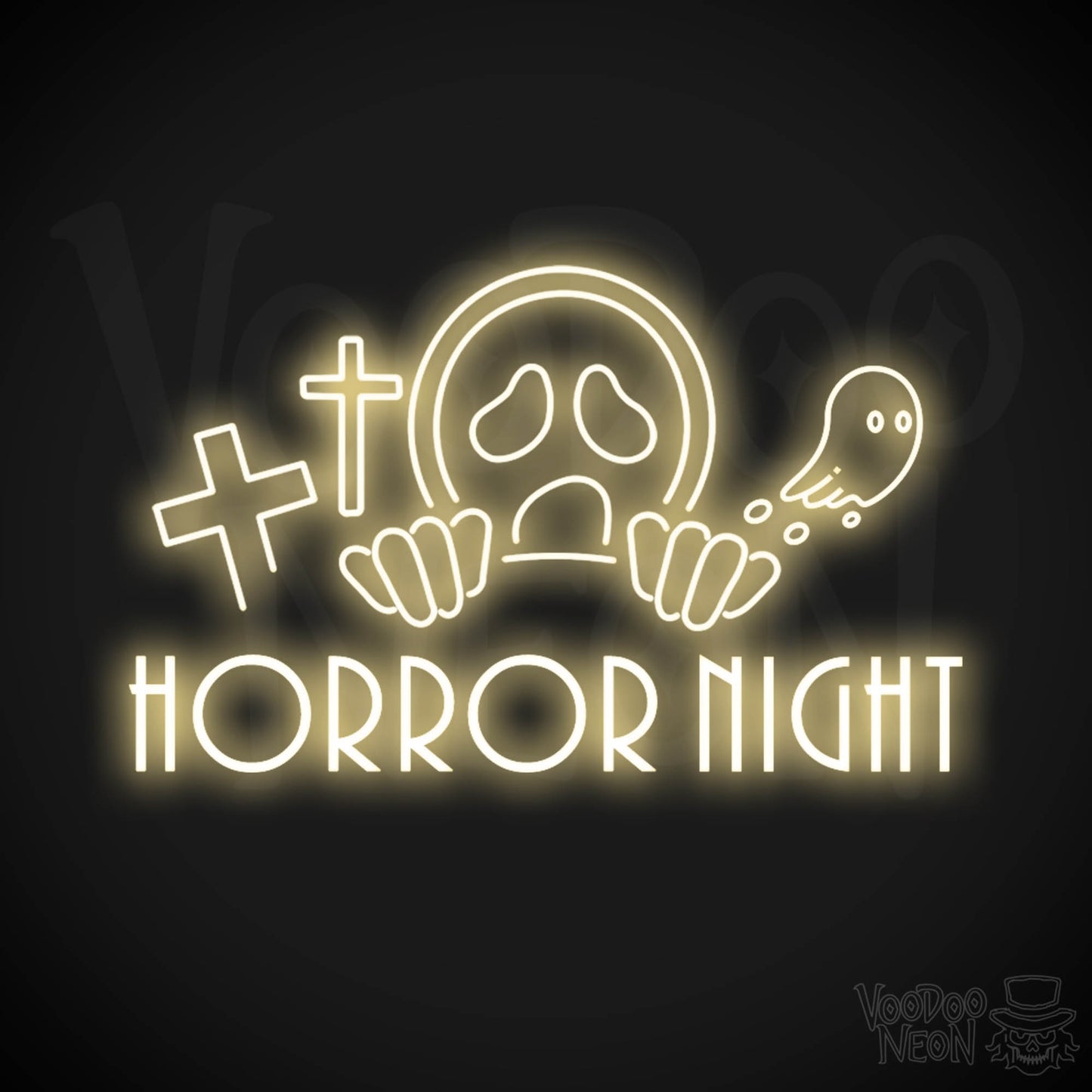 Horror Night Neon Sign - Neon Horror Night Sign - LED Wall Art - Color Warm White