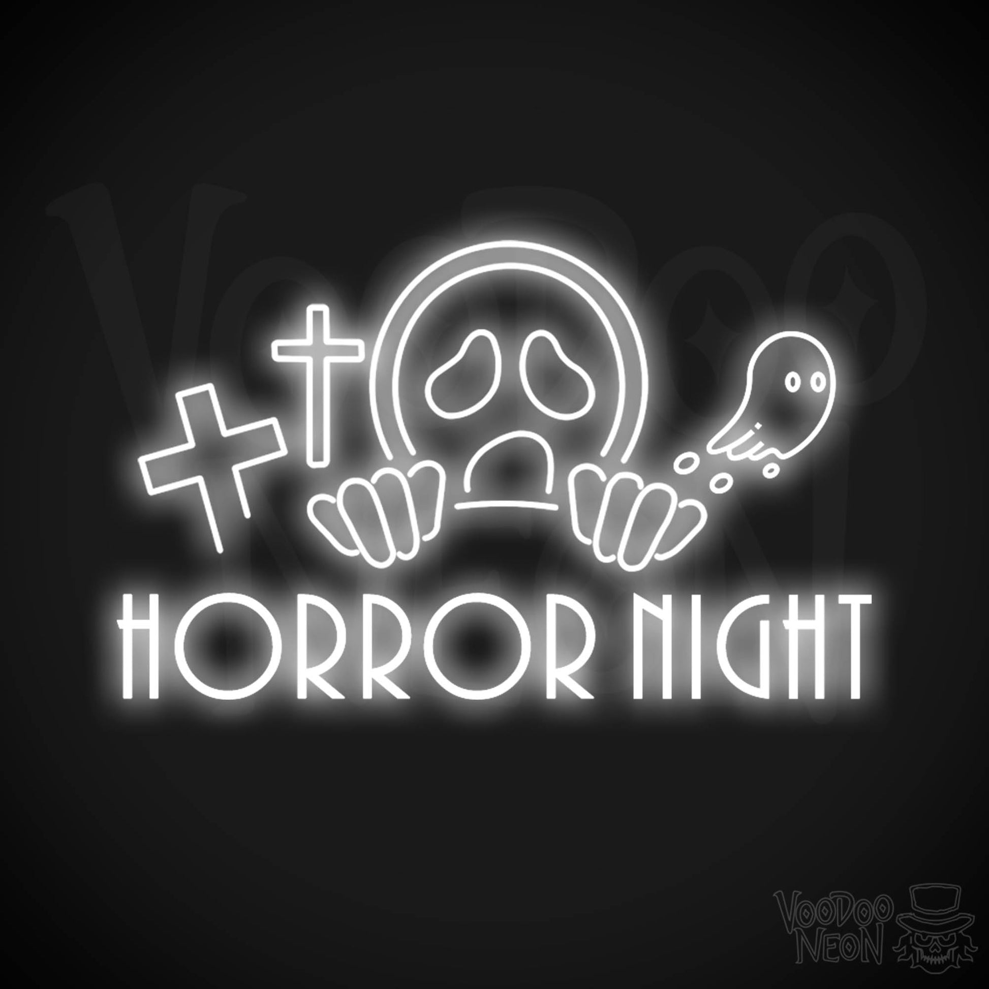 Horror Night Neon Sign - Neon Horror Night Sign - LED Wall Art - Color White