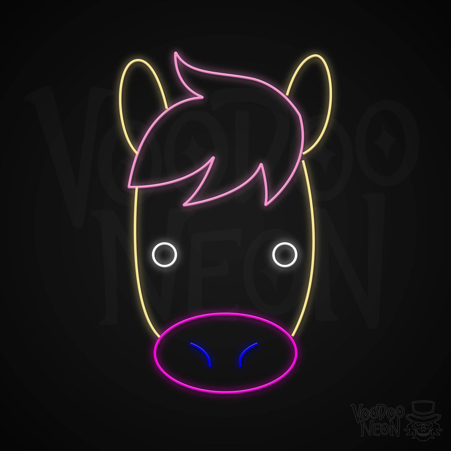 Funny Horse Neon Sign - Multi-Color - Blackwall