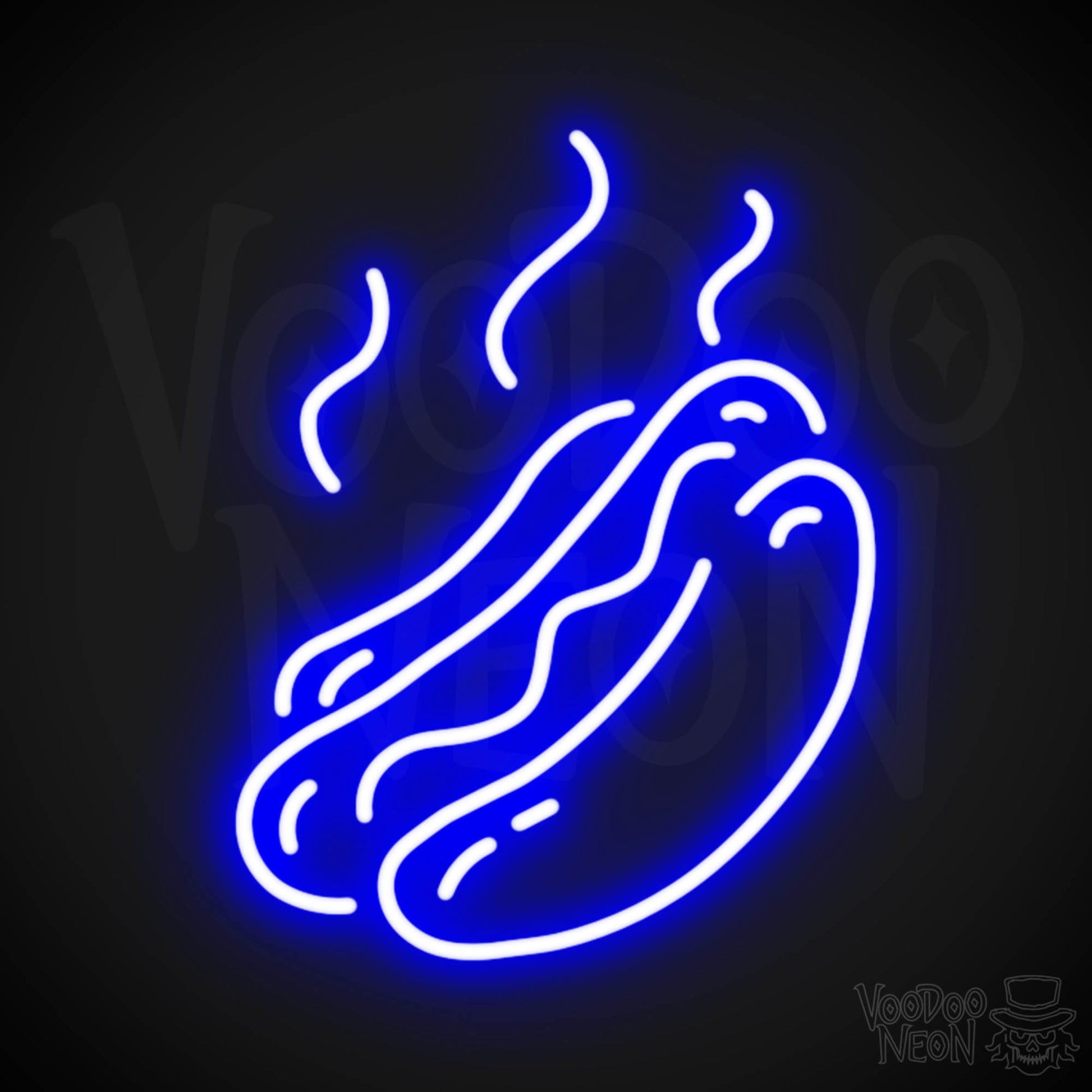 Hot Dogs Neon Sign - Neon Hot Dogs Sign - Hot Dog Wall Art - Color Dark Blue