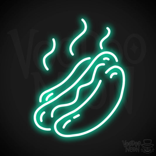 Hot Dogs Neon Sign - Neon Hot Dogs Sign - Hot Dog Wall Art - Color Light Green