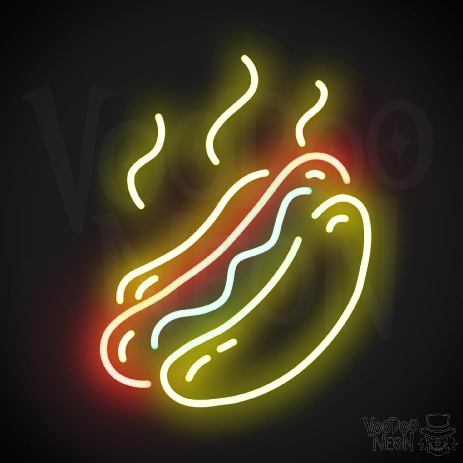 Hot Dogs Neon Sign - Neon Hot Dogs Sign - Hot Dog Wall Art - Color Multi-Color