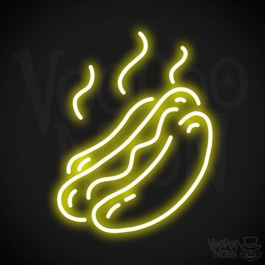 Hot Dogs Neon Sign - Neon Hot Dogs Sign - Hot Dog Wall Art - Color Yellow