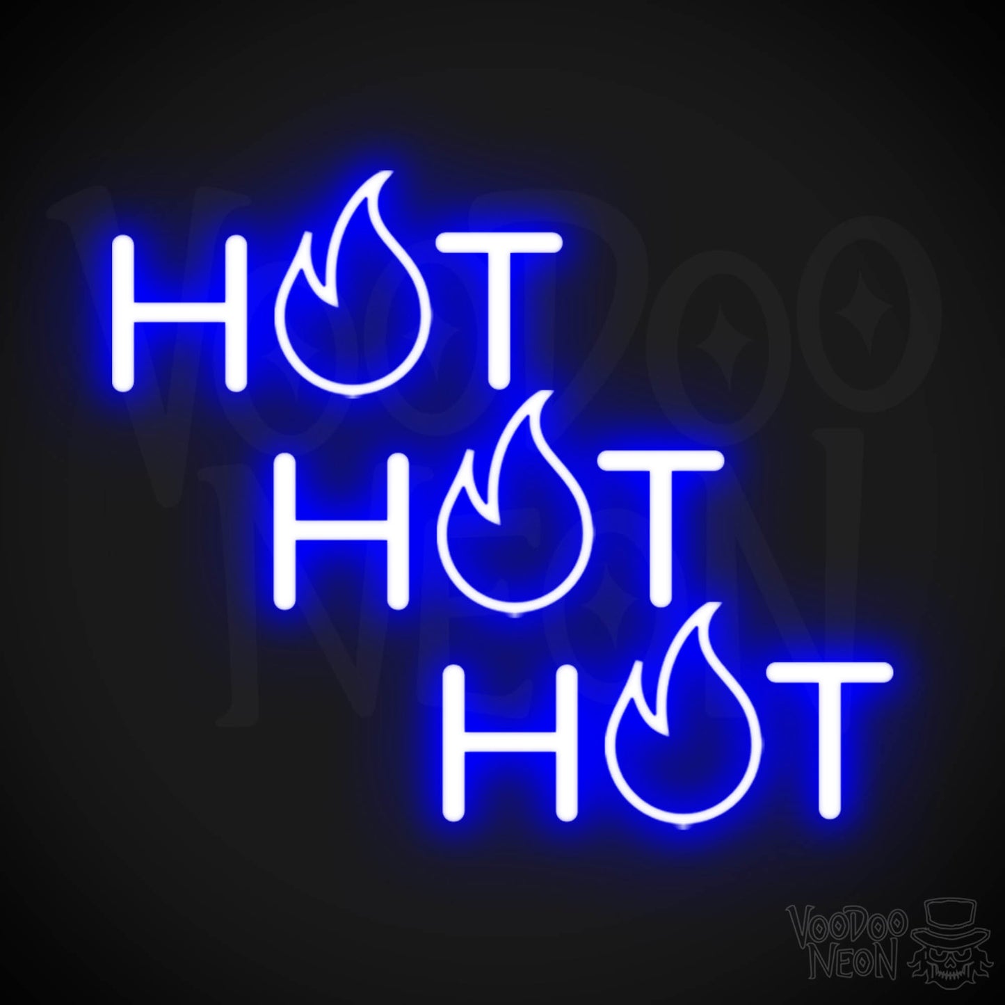 Hot Hot Hot Neon Sign - Neon Hot Hot Hot Sign - LED Wall Art - Color Dark Blue