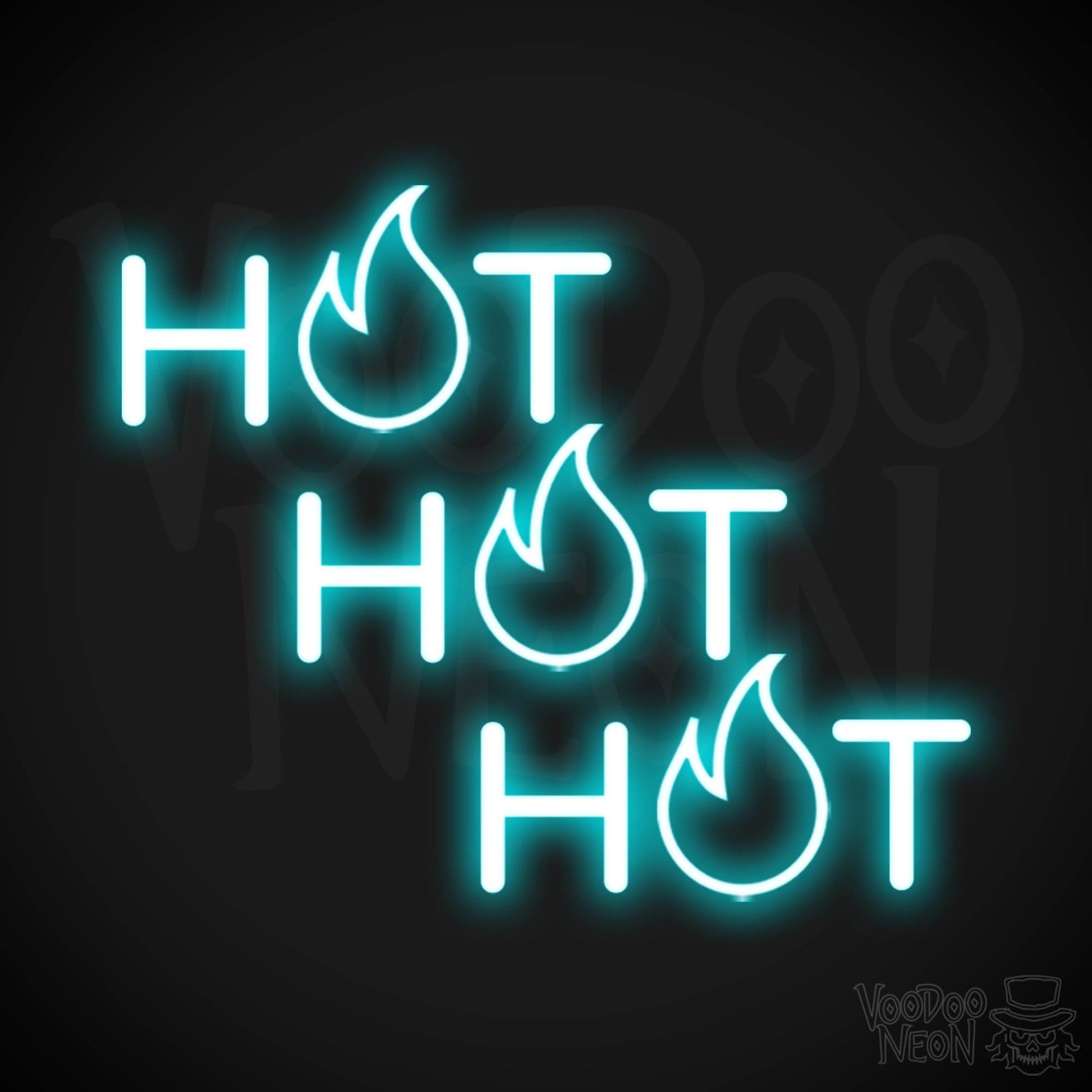 Hot Hot Hot Neon Sign - Neon Hot Hot Hot Sign - LED Wall Art - Color Ice Blue