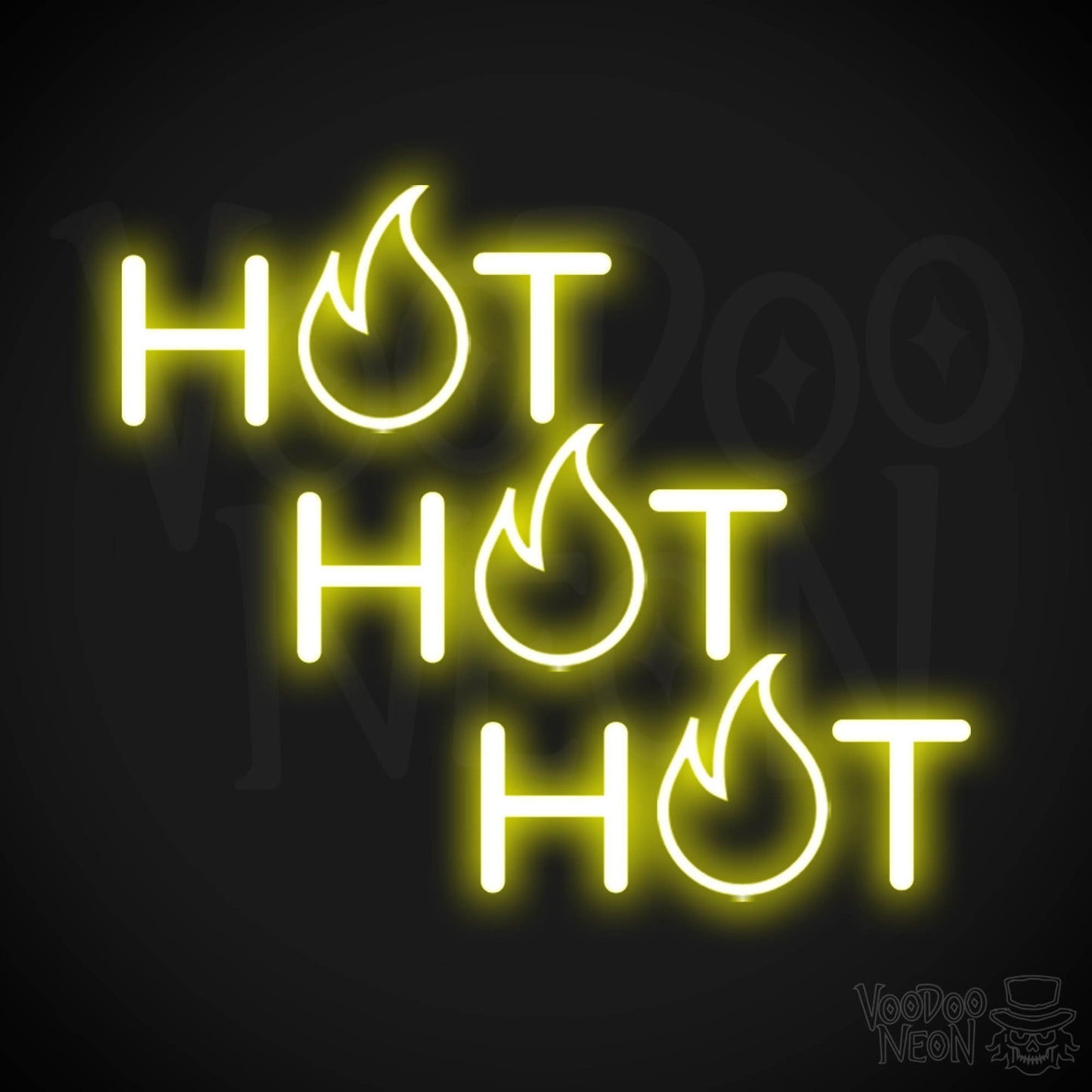 Hot Hot Hot Neon Sign - Neon Hot Hot Hot Sign - LED Wall Art - Color Yellow