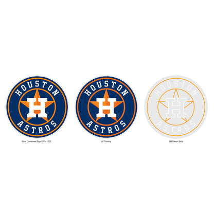 Houston Astros Neon Sign - Multi-Color;Houston Astros Neon Sign - MLB - Technical Drawing