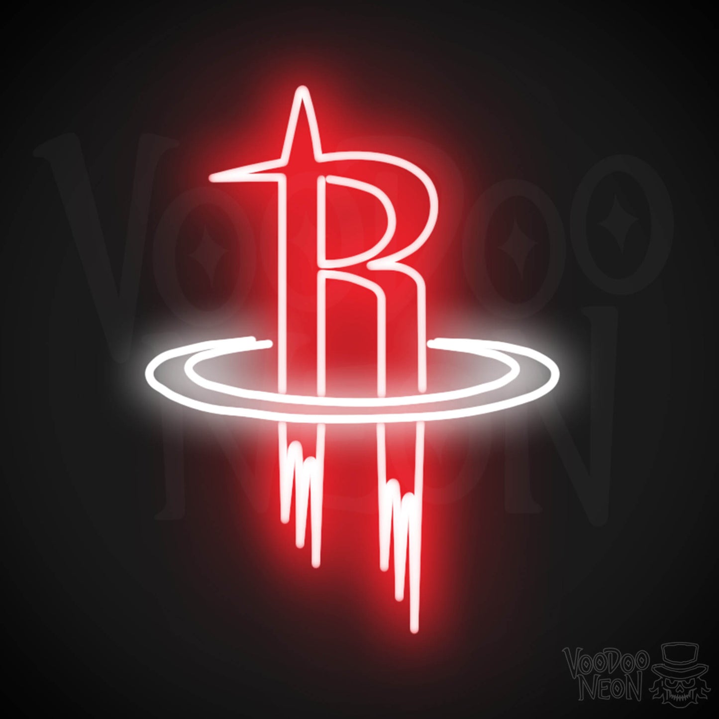 Houston Rockets Neon Sign - Houston Rockets Sign - Neon Rockets Wall Art - Color Multi-Color