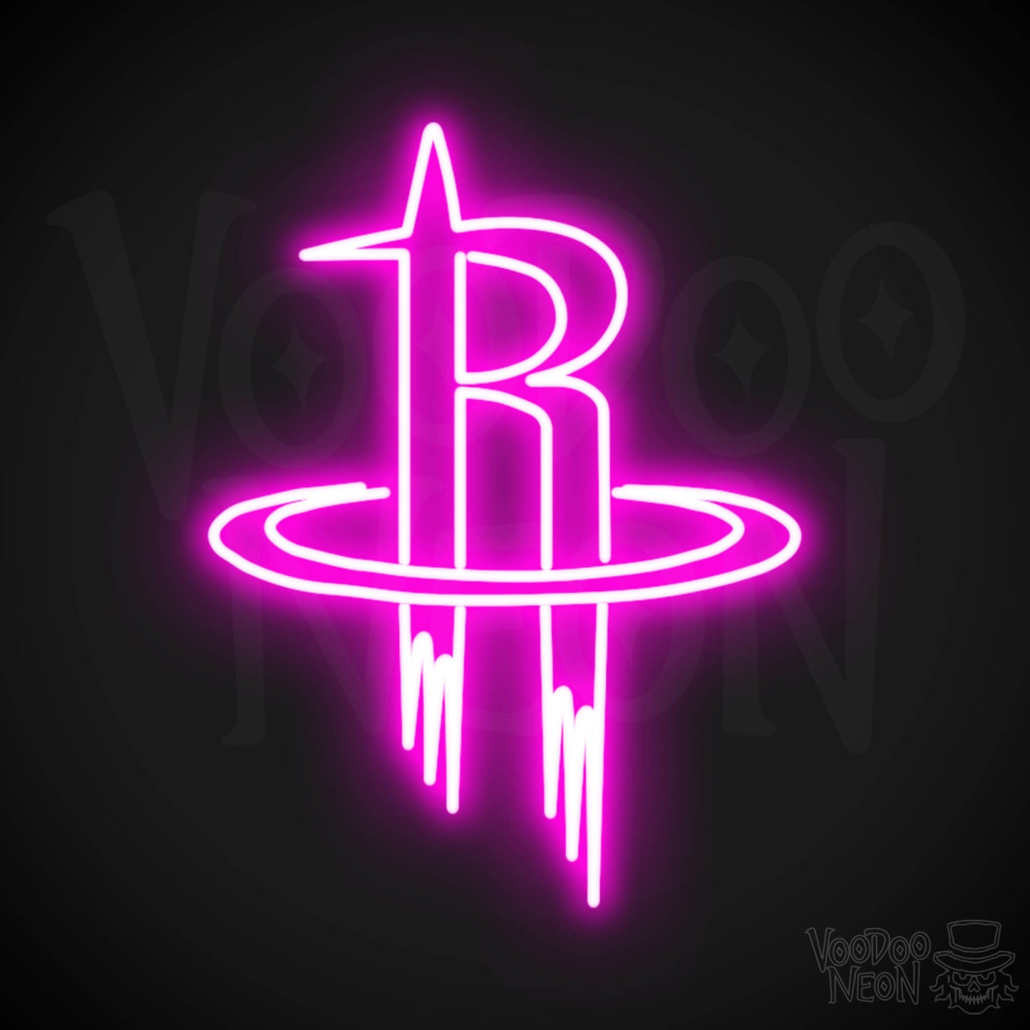 Houston Rockets Neon Sign - Houston Rockets Sign - Neon Rockets Wall Art - Color Pink