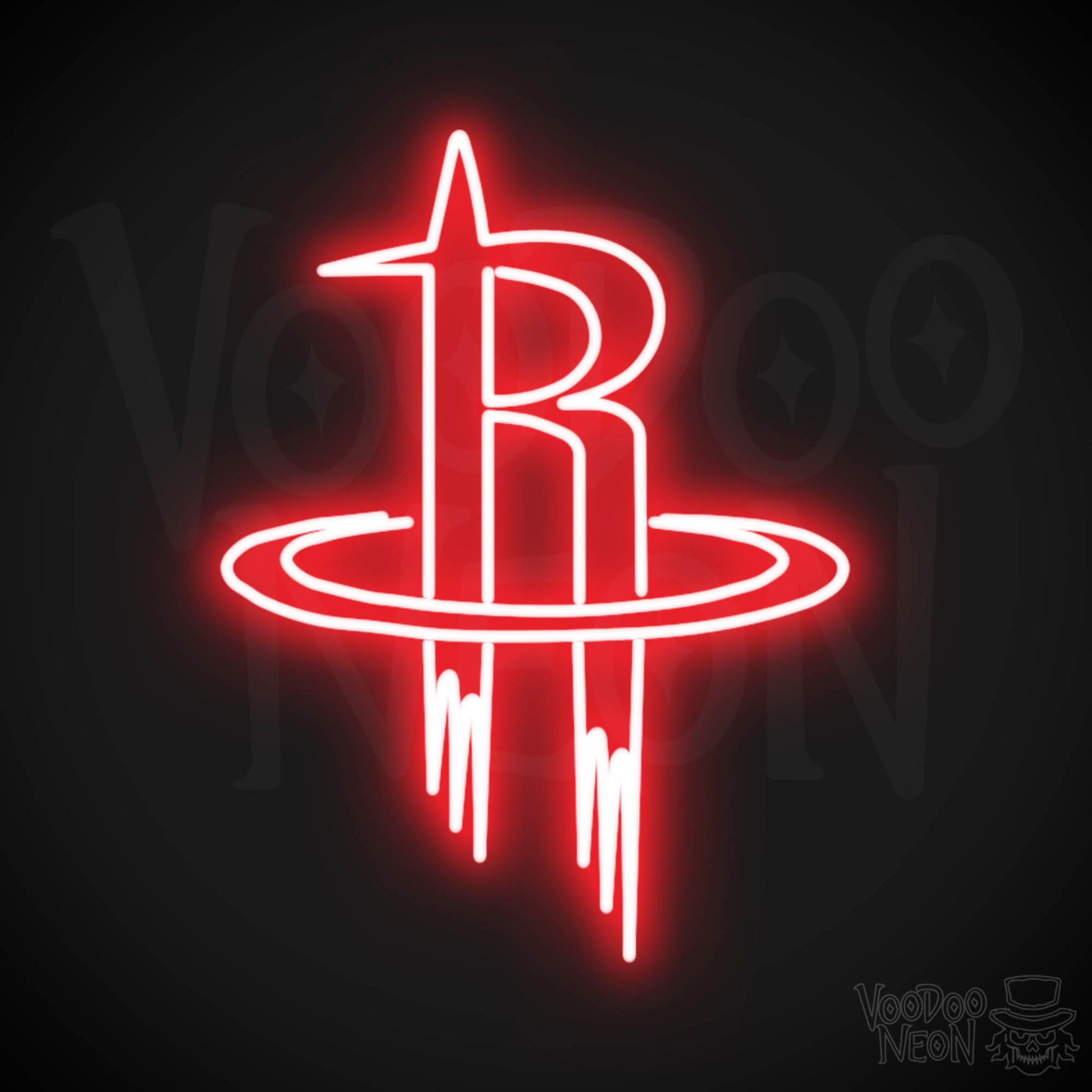Houston Rockets Neon Sign - Houston Rockets Sign - Neon Rockets Wall Art - Color Red