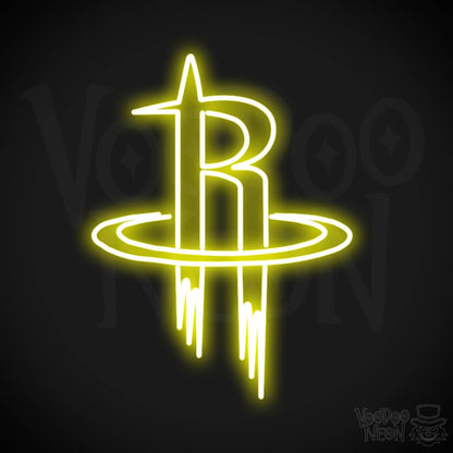 Houston Rockets Neon Sign - Houston Rockets Sign - Neon Rockets Wall Art - Color Yellow