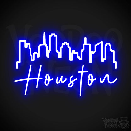 Houston Neon Sign - Neon Houston Sign - LED Sign - Color Dark Blue