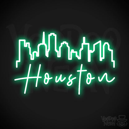 Houston Neon Sign - Neon Houston Sign - LED Sign - Color Green
