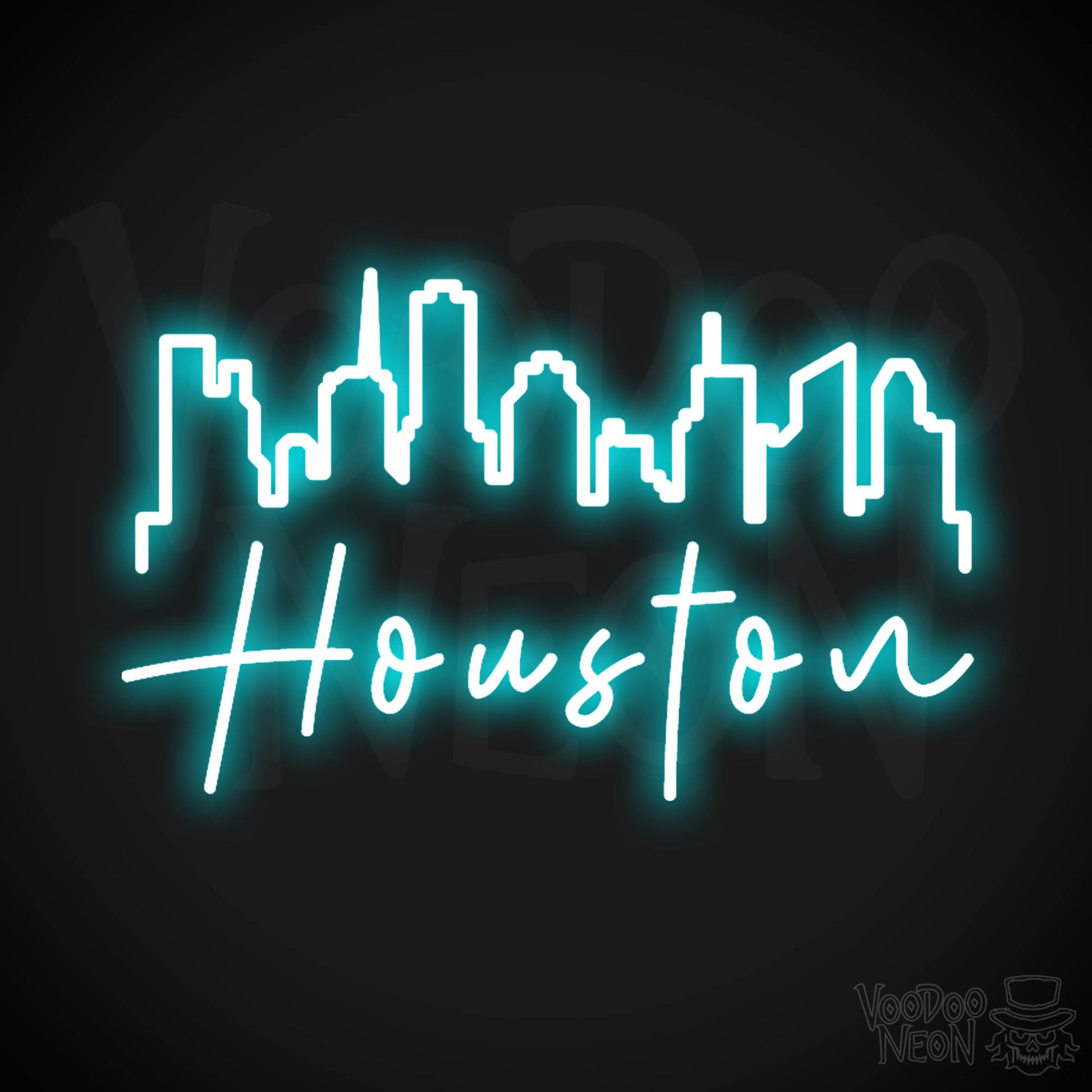 Houston Neon Sign - Neon Houston Sign - LED Sign - Color Ice Blue