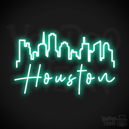 Houston Neon Sign - Neon Houston Sign - LED Sign - Color Light Green