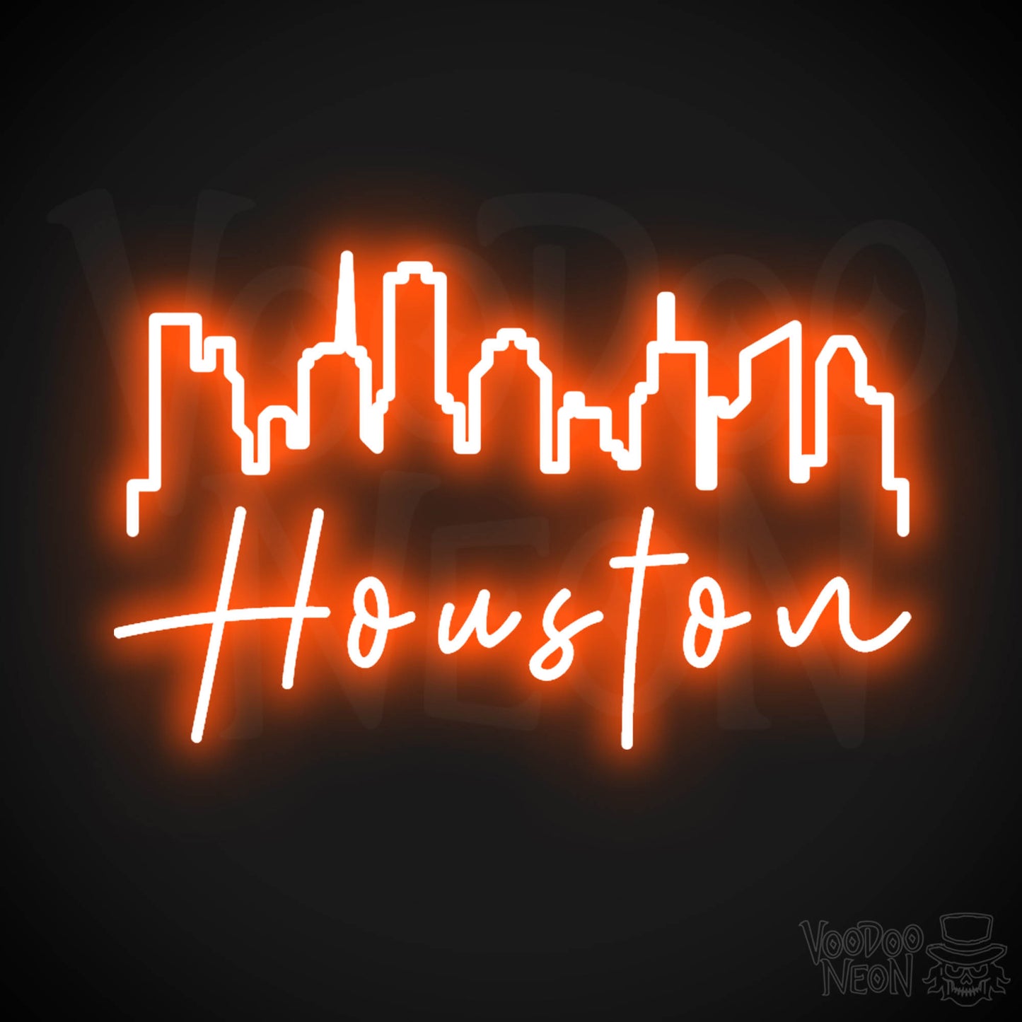 Houston Neon Sign - Neon Houston Sign - LED Sign - Color Orange