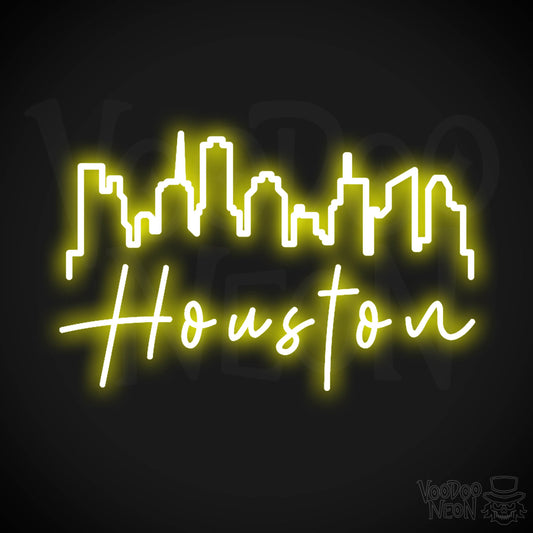 Houston Neon Sign - Neon Houston Sign - LED Sign - Color Yellow