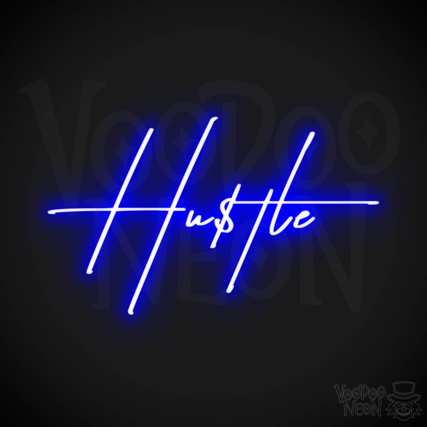 Hustle Neon Sign - Neon Hustle Sign - Hu$tle Neon Wall Art - Color Dark Blue