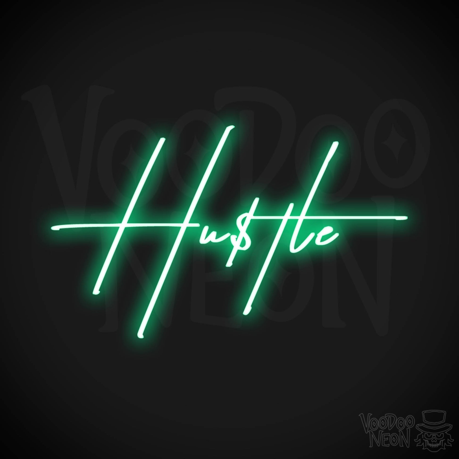 Hustle Neon Sign - Neon Hustle Sign - Hu$tle Neon Wall Art - Color Green