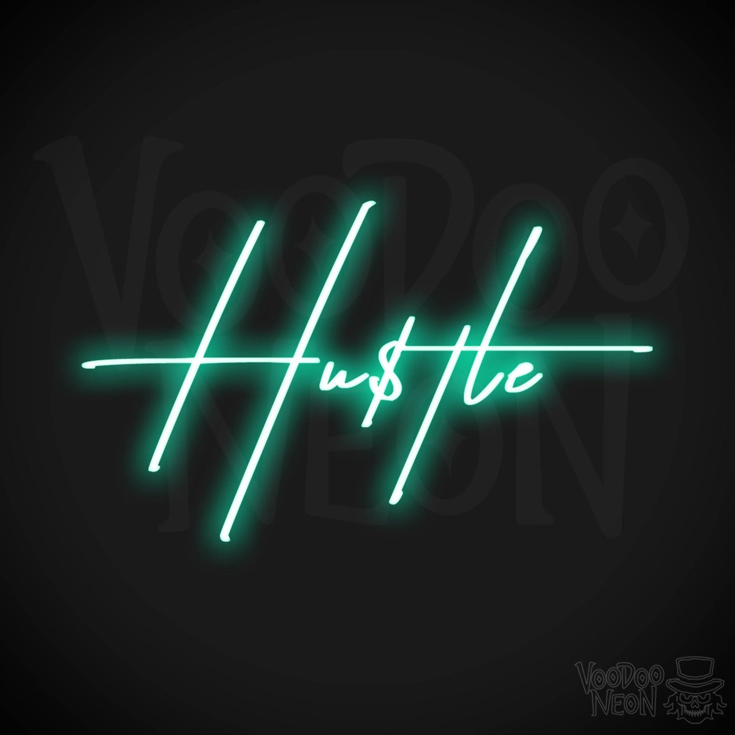 Hustle Neon Sign - Neon Hustle Sign - Hu$tle Neon Wall Art - Color Light Green