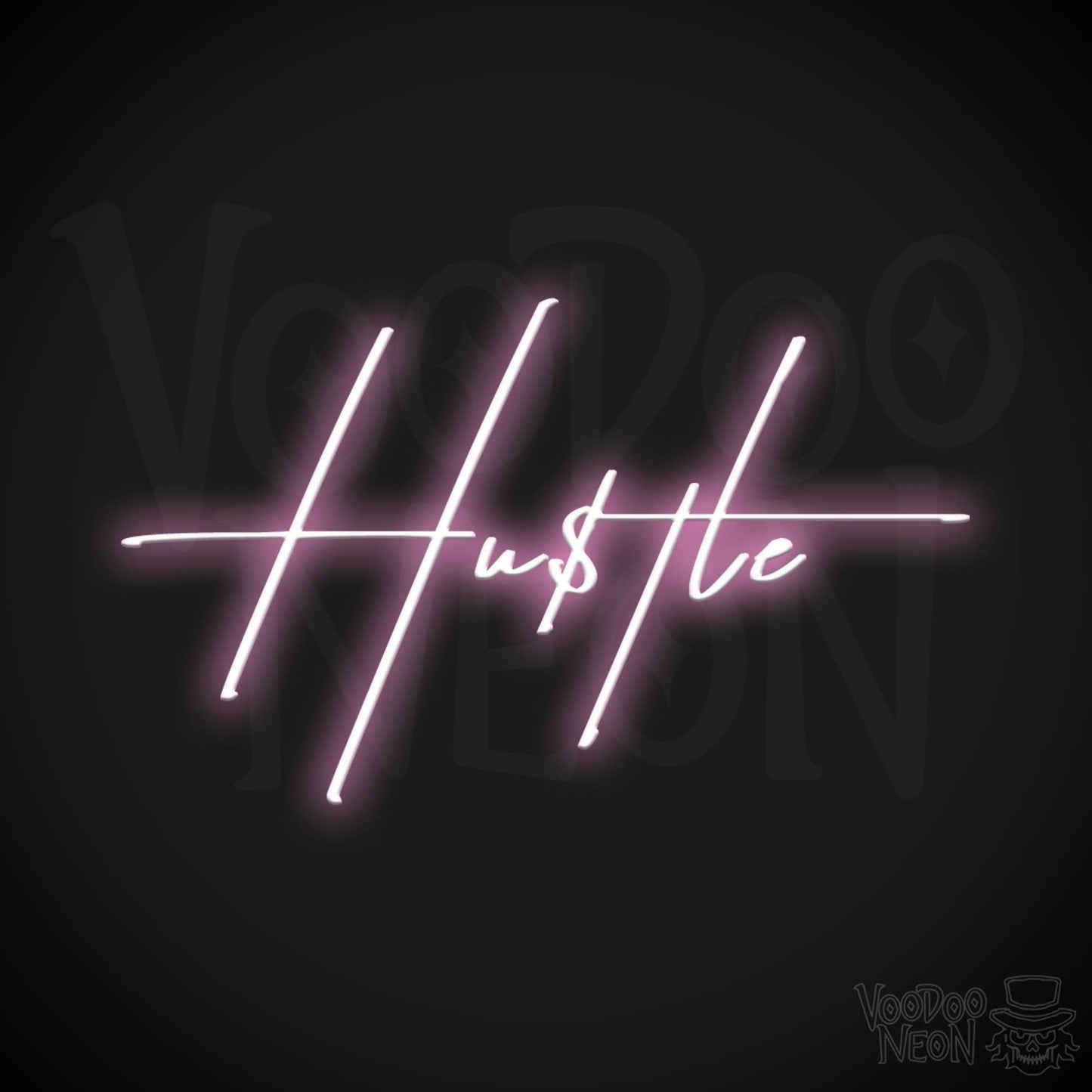 Hustle Neon Sign - Neon Hustle Sign - Hu$tle Neon Wall Art - Color Light Pink