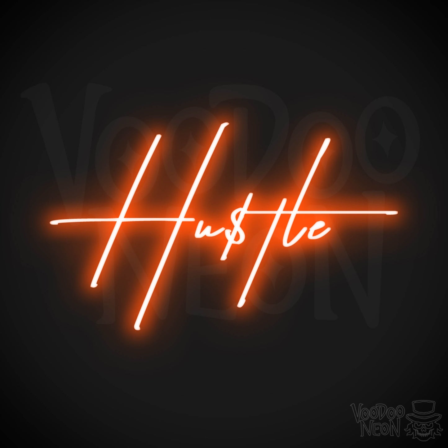 Hustle Neon Sign - Neon Hustle Sign - Hu$tle Neon Wall Art - Color Orange