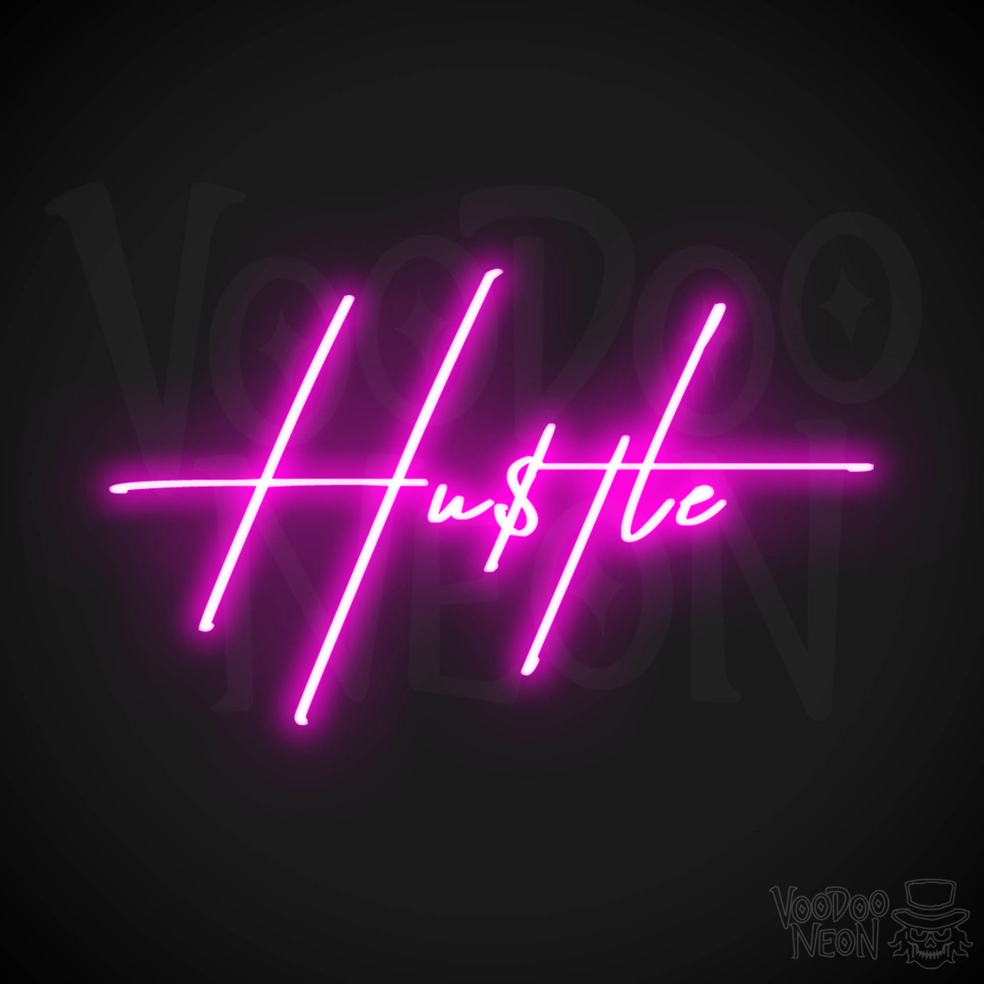 Hustle Neon Sign - Neon Hustle Sign - Hu$tle Neon Wall Art - Color Pink