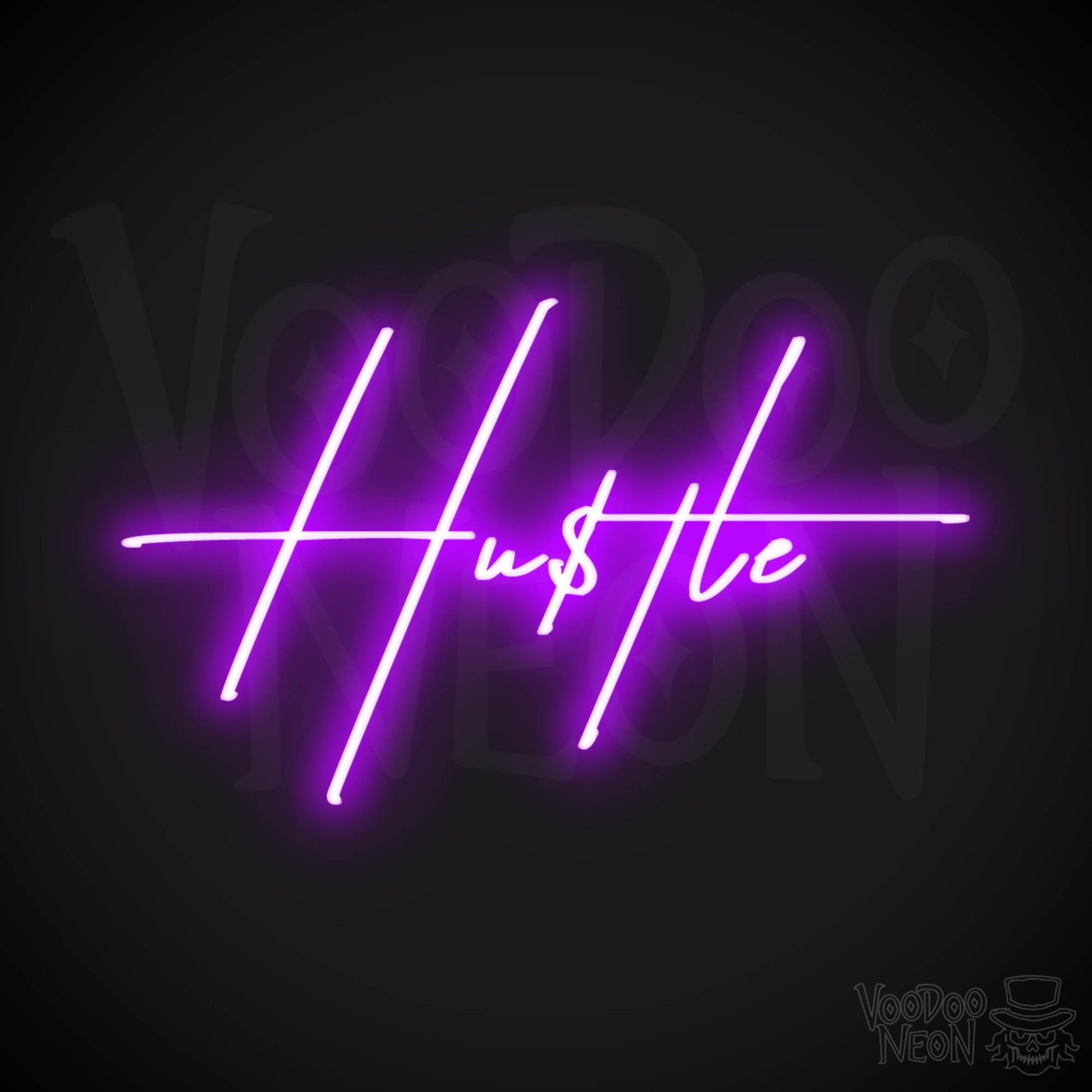 Hustle Neon Sign - Neon Hustle Sign - Hu$tle Neon Wall Art - Color Purple