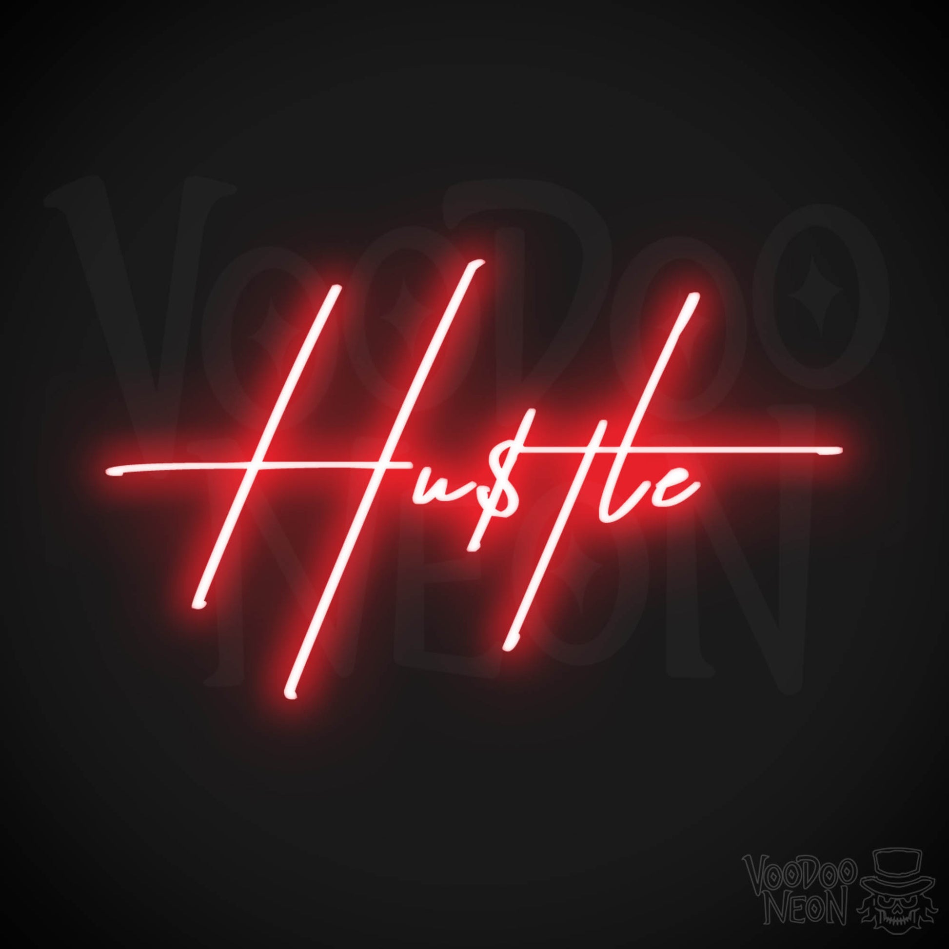 Hustle Neon Sign - Neon Hustle Sign - Hu$tle Neon Wall Art - Color Red