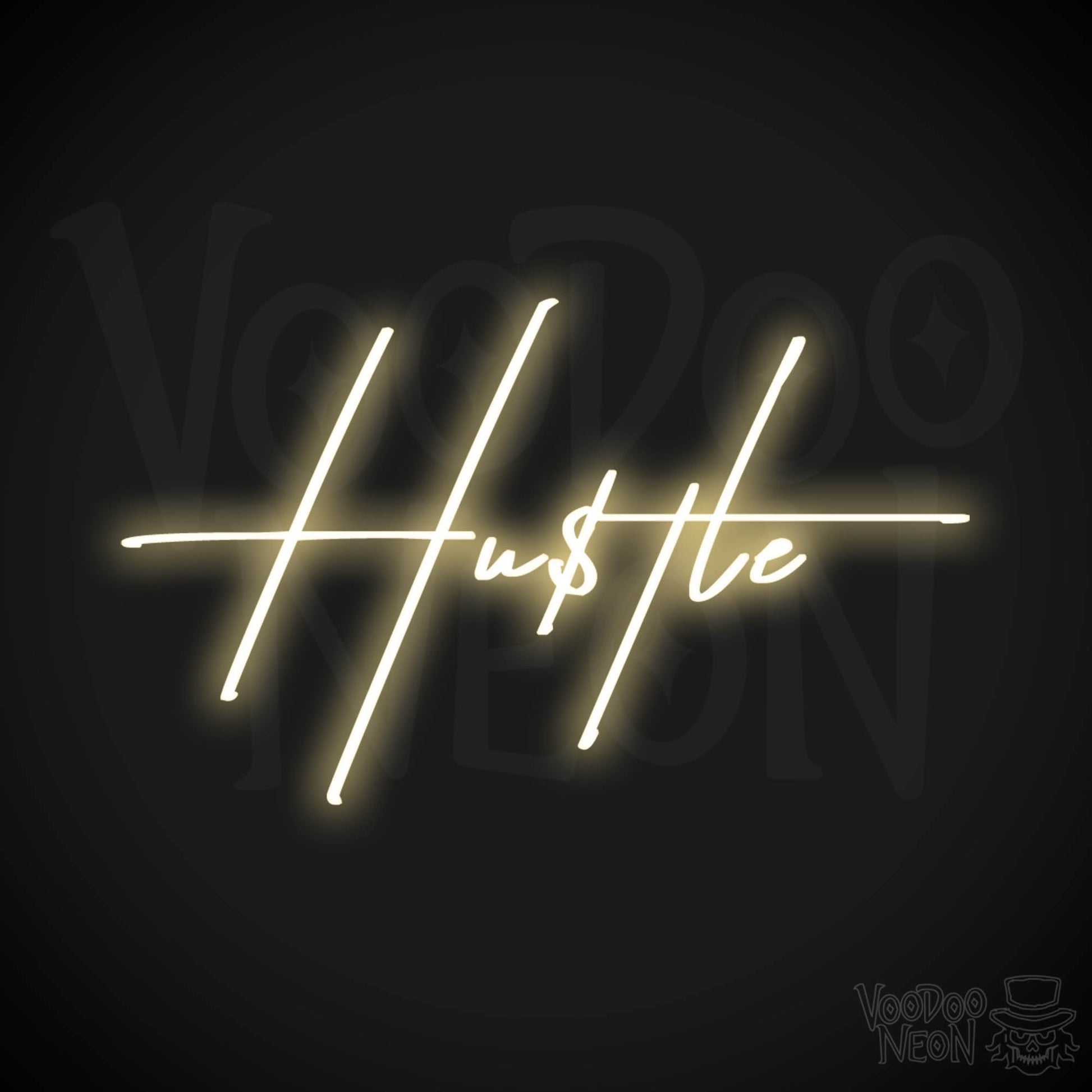 Hustle Neon Sign - Neon Hustle Sign - Hu$tle Neon Wall Art - Color Warm White