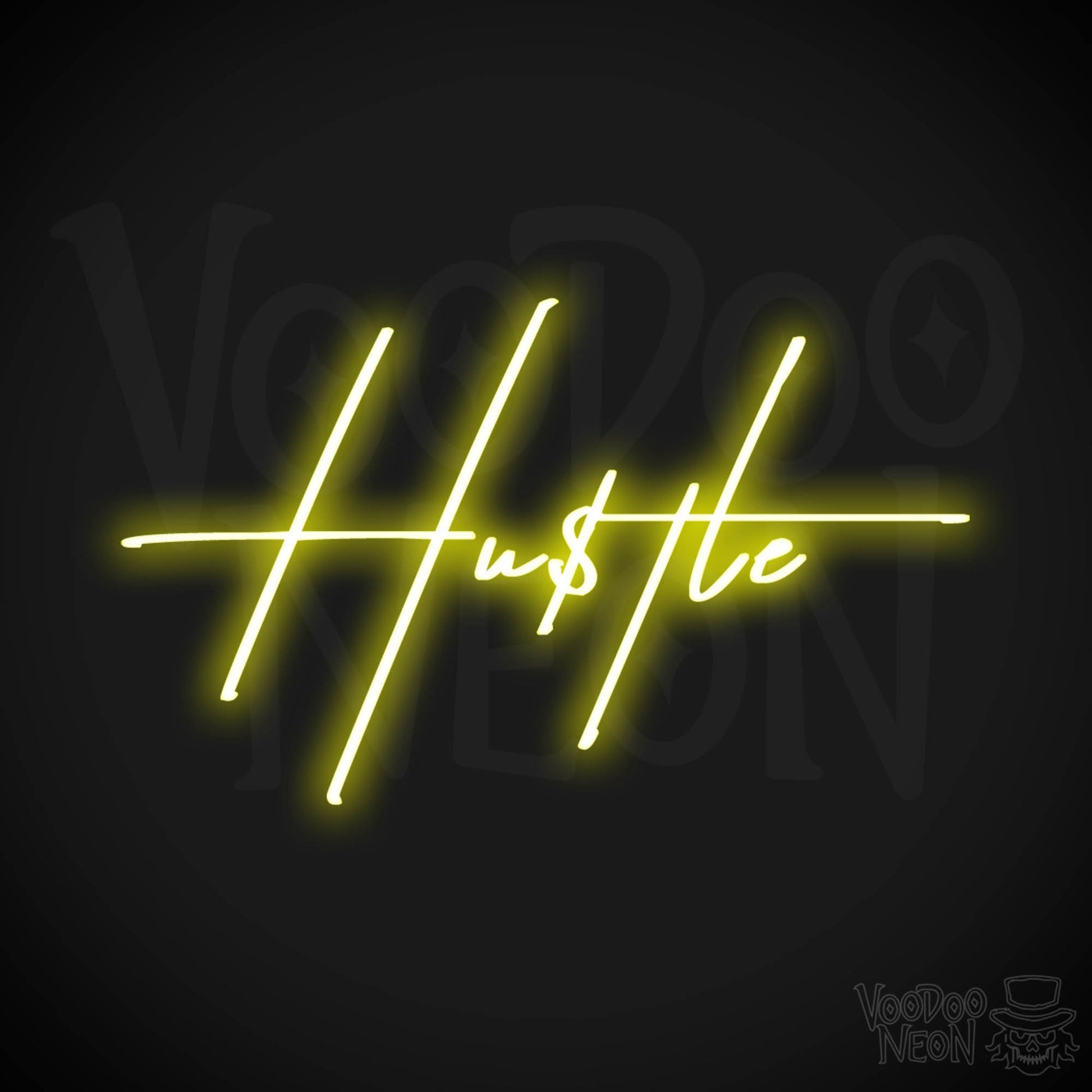 Hustle Neon Sign - Neon Hustle Sign - Hu$tle Neon Wall Art - Color Yellow