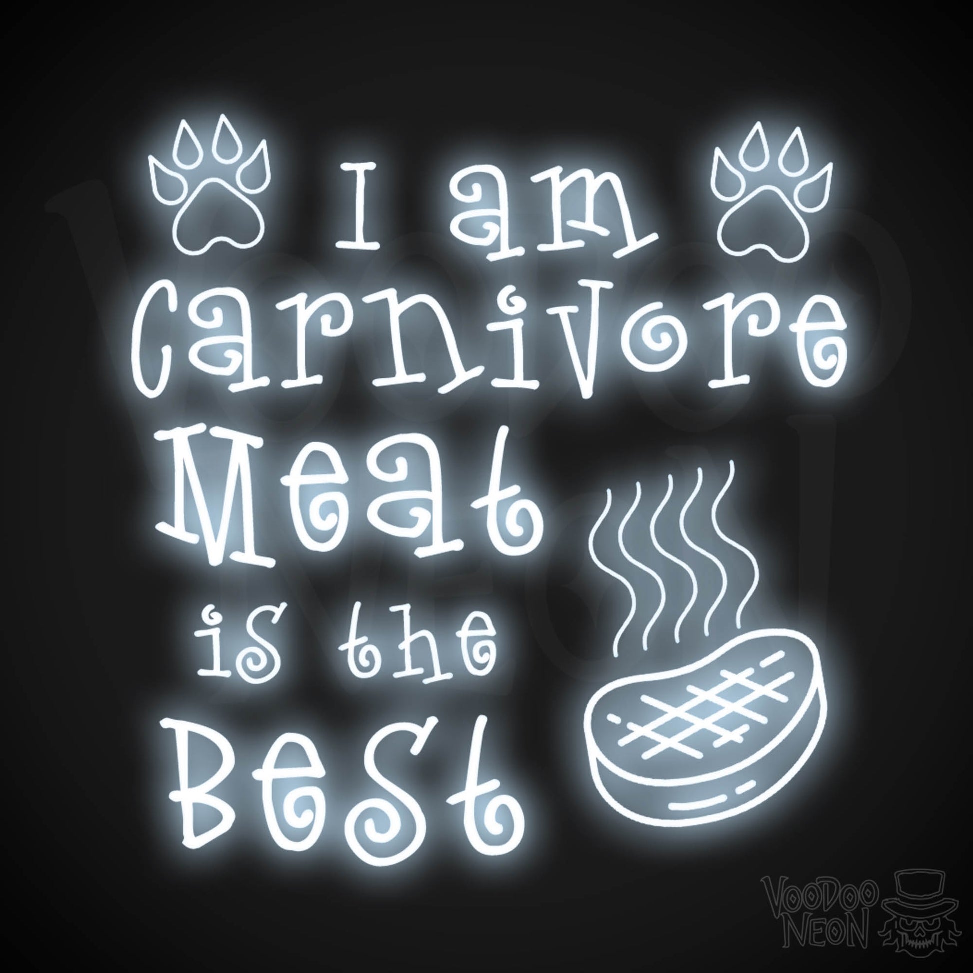 I Am Carnivore Meat Is The Best Neon Sign - Carnivore LED Neon Wall Art - Color Cool White