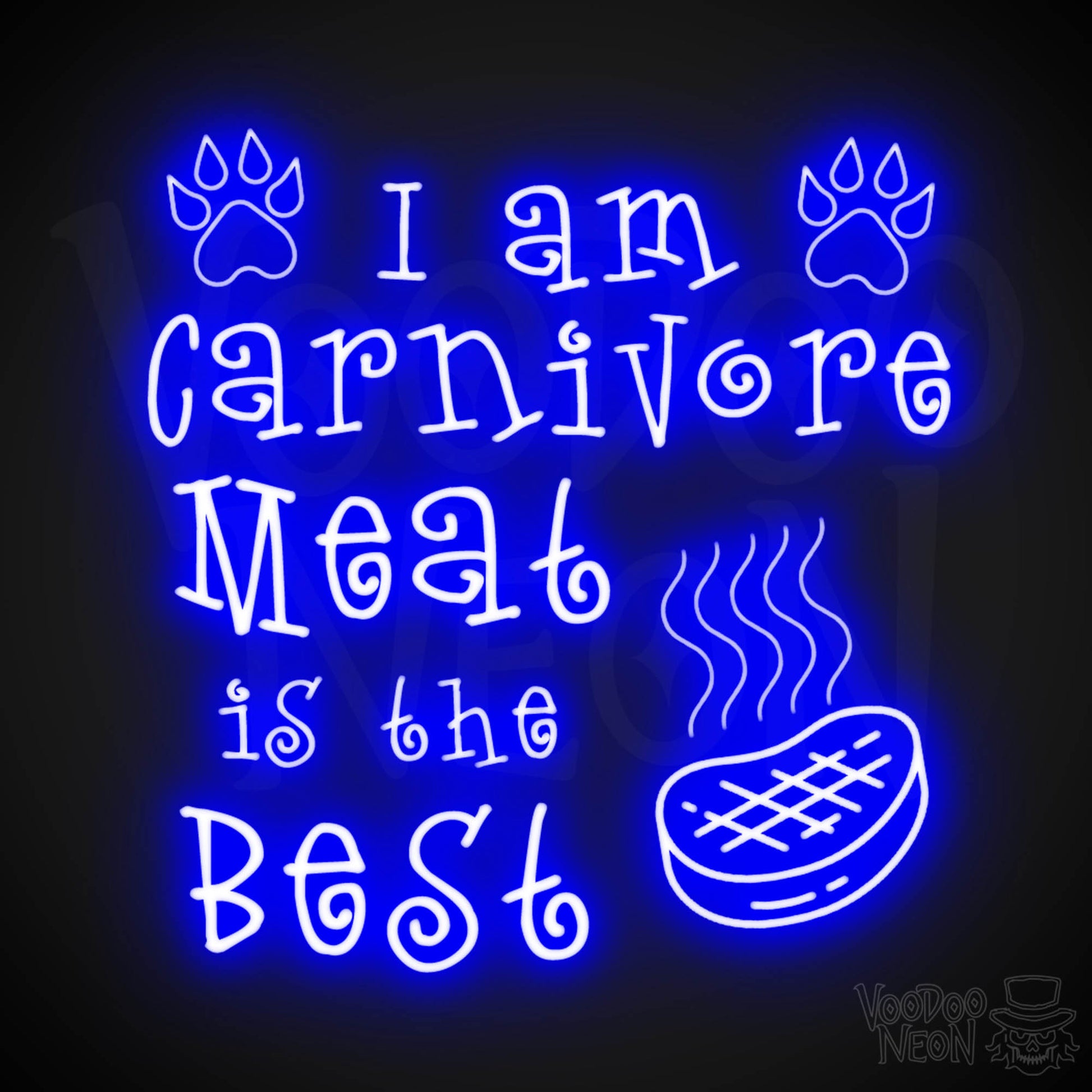 I Am Carnivore Meat Is The Best Neon Sign - Carnivore LED Neon Wall Art - Color Dark Blue