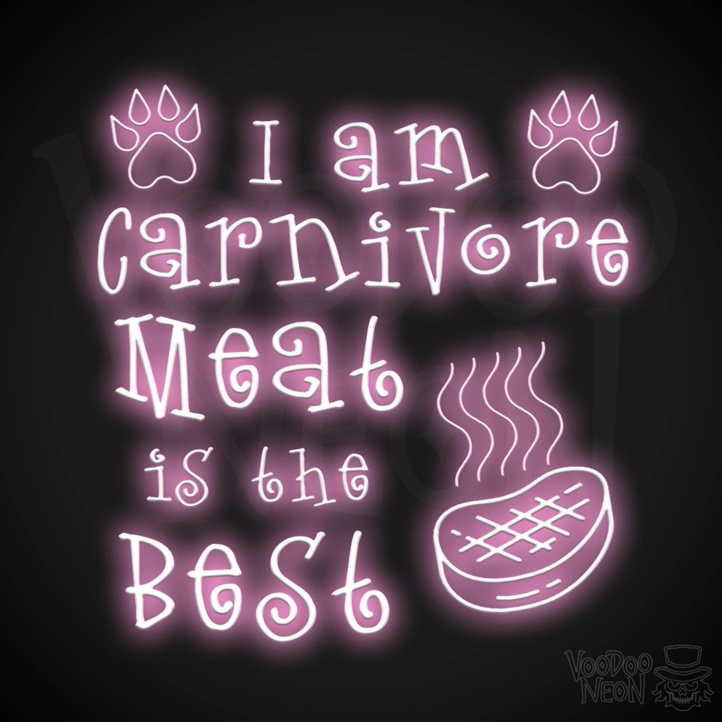 I Am Carnivore Meat Is The Best Neon Sign - Carnivore LED Neon Wall Art - Color Light Pink