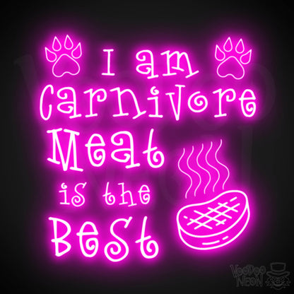 I Am Carnivore Meat Is The Best Neon Sign - Carnivore LED Neon Wall Art - Color Pink