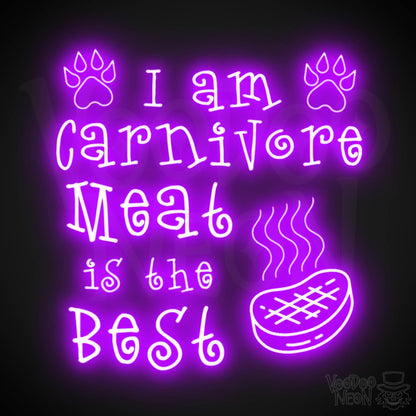 I Am Carnivore Meat Is The Best Neon Sign - Carnivore LED Neon Wall Art - Color Purple