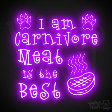 I Am Carnivore Meat Is The Best Neon Sign - Carnivore LED Neon Wall Art - Color Purple