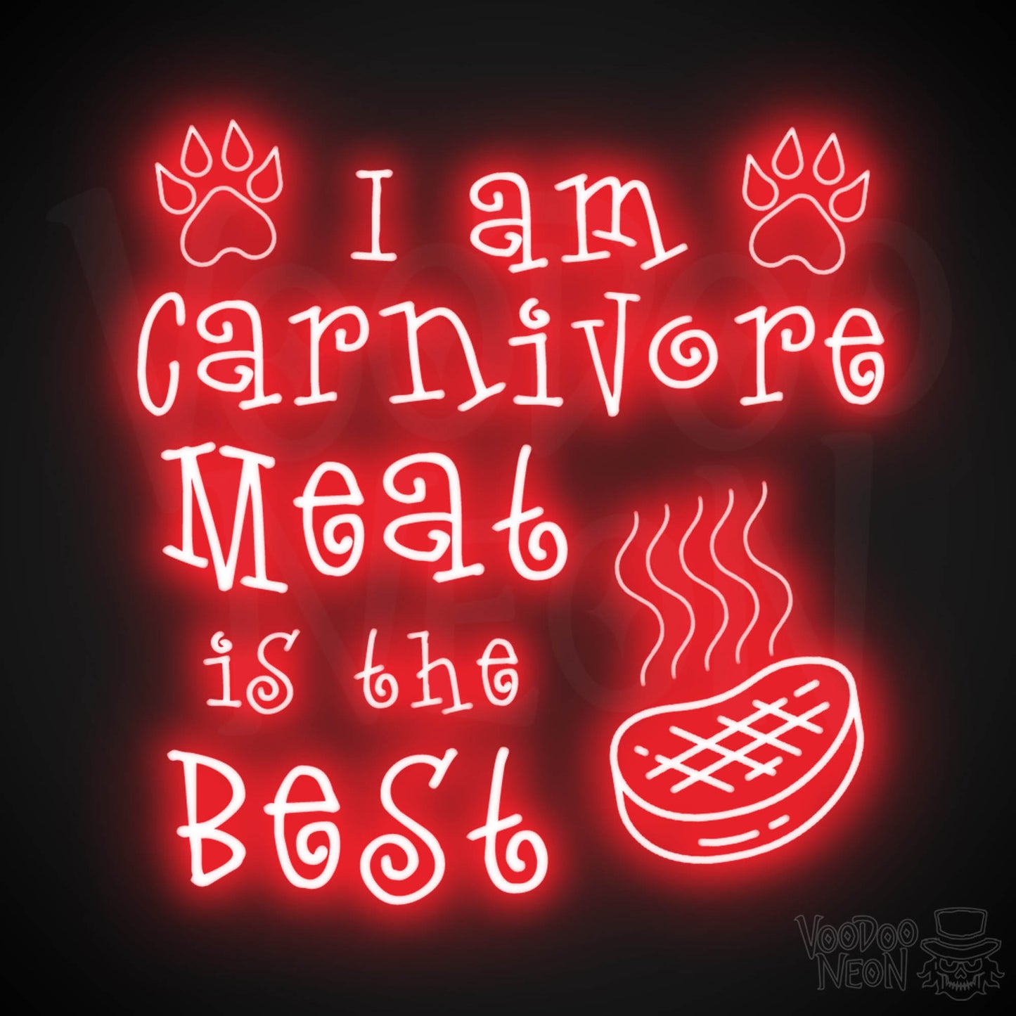 I Am Carnivore Meat Is The Best Neon Sign - Carnivore LED Neon Wall Art - Color Red