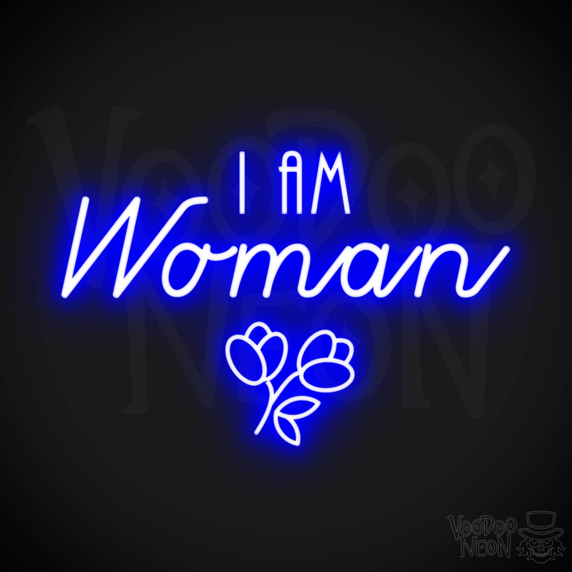 I Am Woman Neon Sign - Neon I Am Woman Sign - Light Up Sign - Color Dark Blue