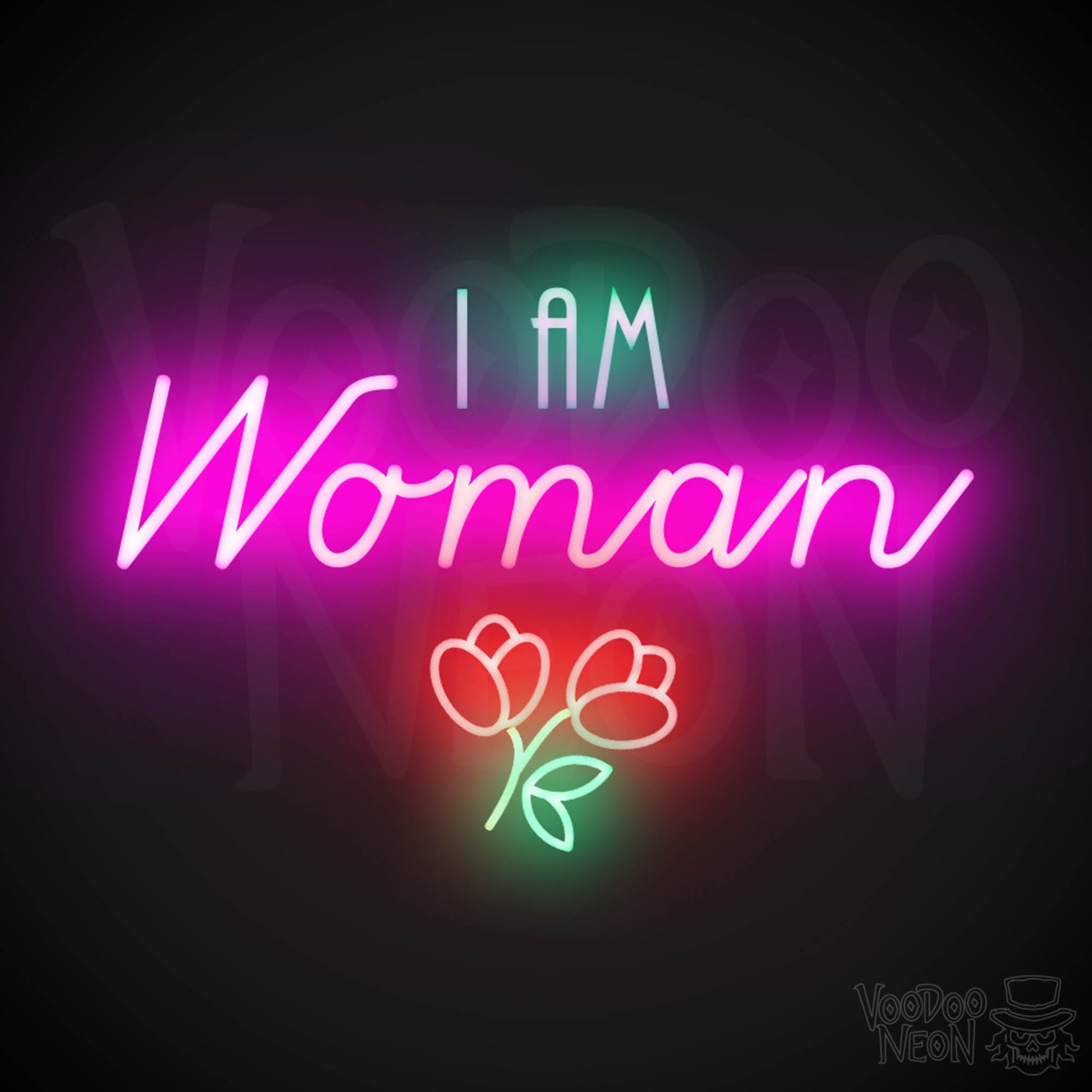 I Am Woman Neon Sign - Neon I Am Woman Sign - Light Up Sign - Color Multi-Color